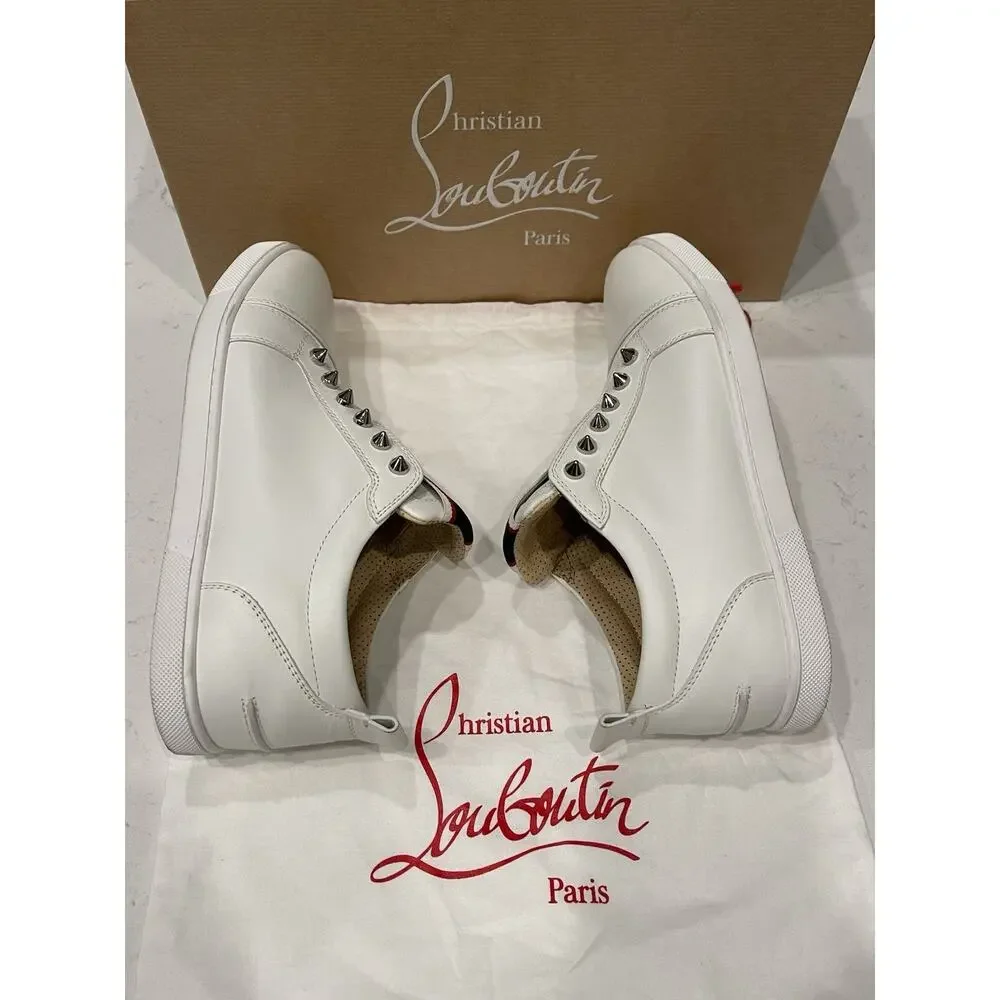 Christian Louboutin F A V Fique Vontade Spiked Leather Sneakers Flat Shoes